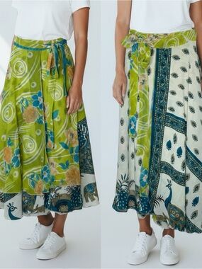 Mamta Wrap‎ Around Floral Midi Skirt Reversible One Size